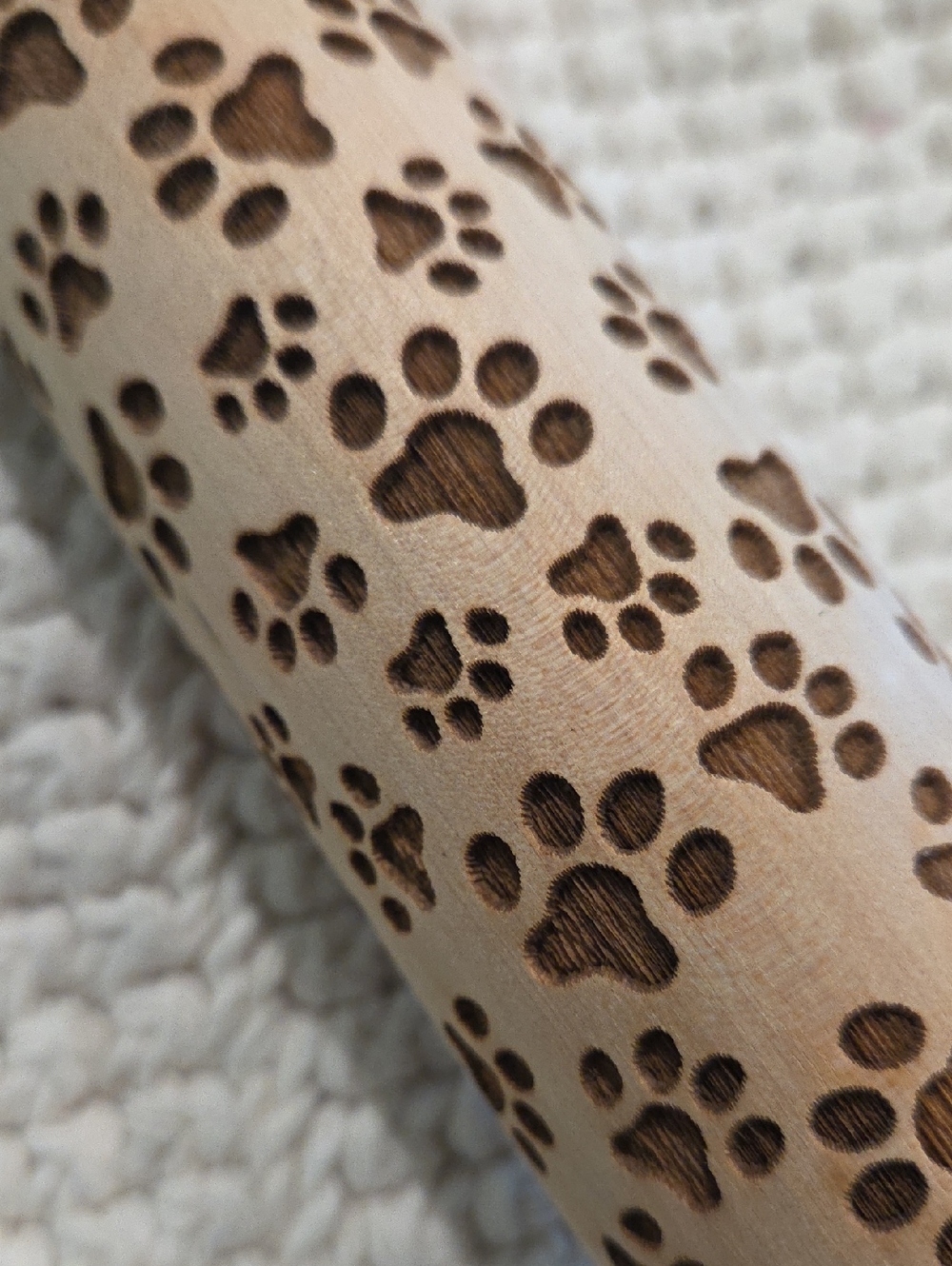 Dog Animal Lover Gift Paw Print Wooden Embossed Rolling Baking Pin - Picture 2 of 6